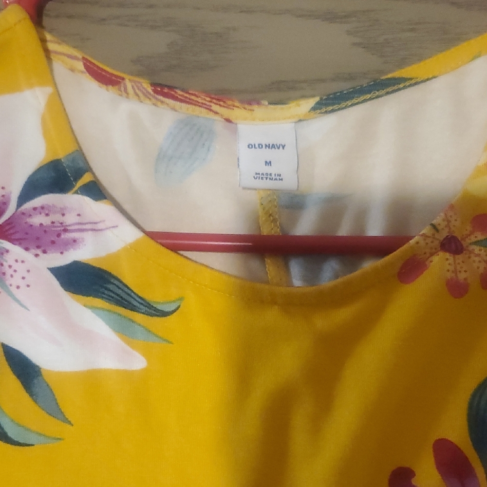 Old Navy Bright Yellow Floral Top